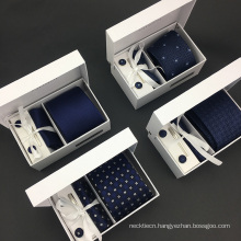 Gift Box with Cufflinks Necktie and Pocket Square Wholesale Silk Tie Sets